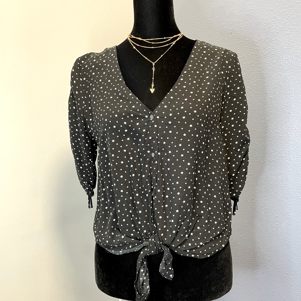 Abercrombie Cropped Blouse Tie-Front
